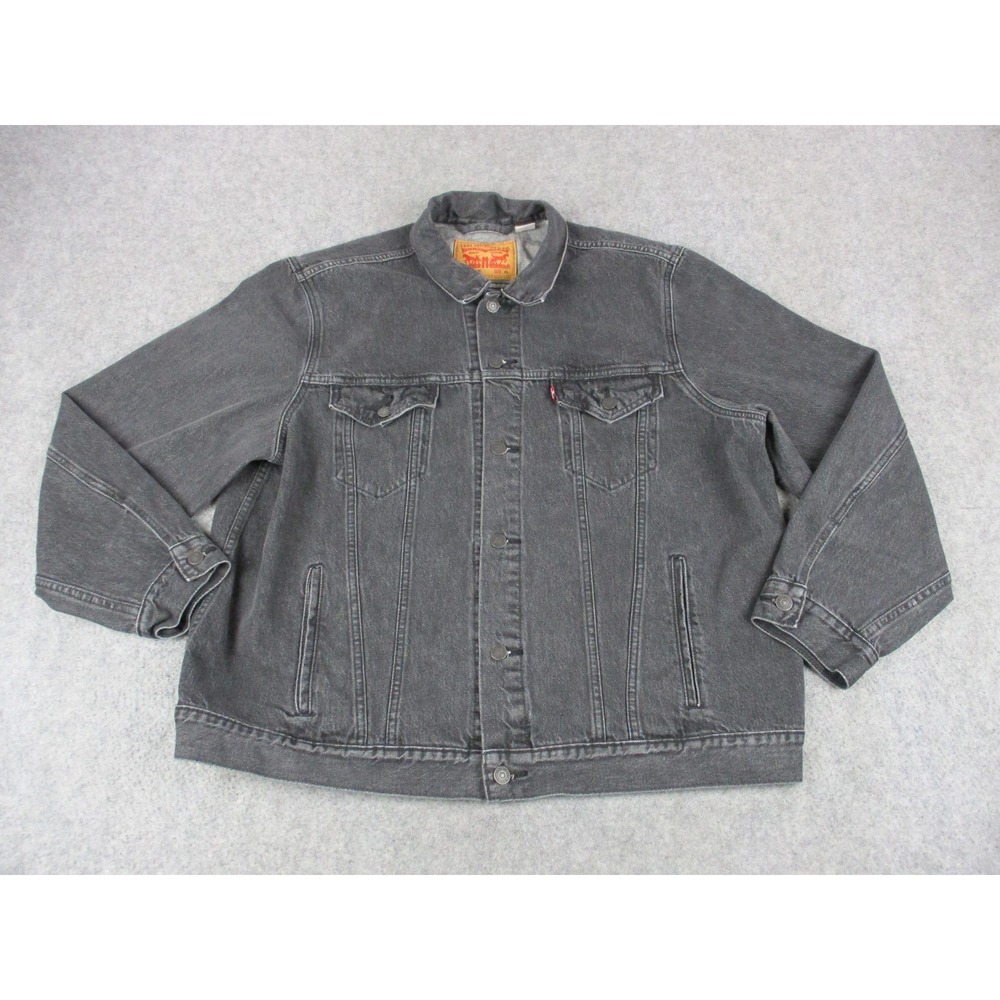 Levis Jacket Mens Extra Large Black Vintage Fit Denim Tyoe III Trucker Coat